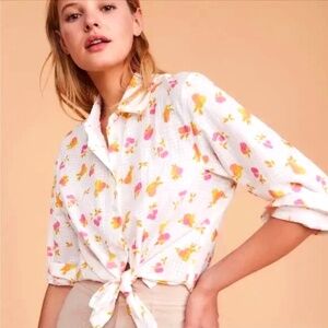 NWT Lou & Grey Fruit Salad Tie Front Shirt